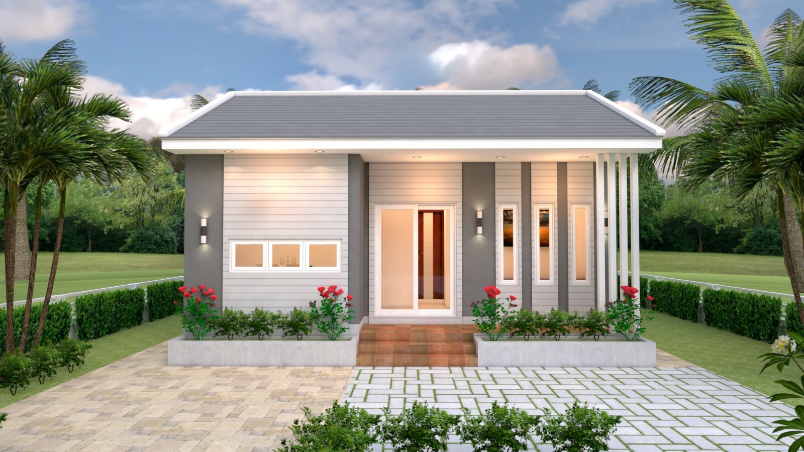 House Design Plan 8×6 Meter 26×20 Feet 2 Bedrooms Gable Roof PDF (A4 Hard Copy)
