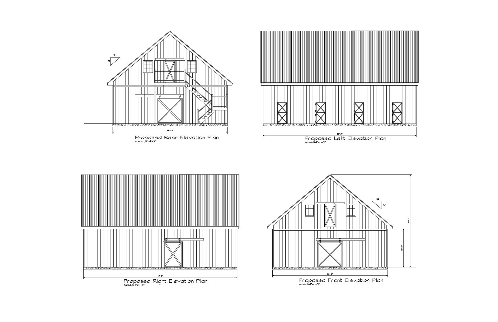 36X48 HORSE BARN PLANS GABLE ROOF PLAN POLE BARN CONSTRUCTION #17-PB3648-GBL-7