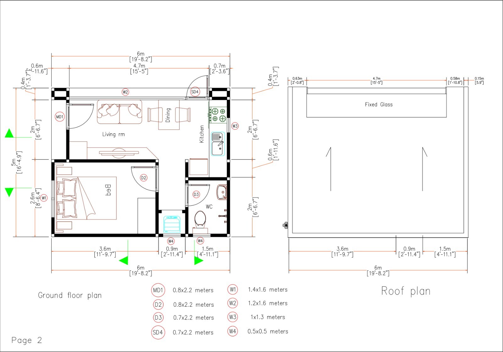 16×20 Feet Small House 5×6 Meter 1 Bed 1 Bath Steel Frame PDF and (A4 Hard Copy)