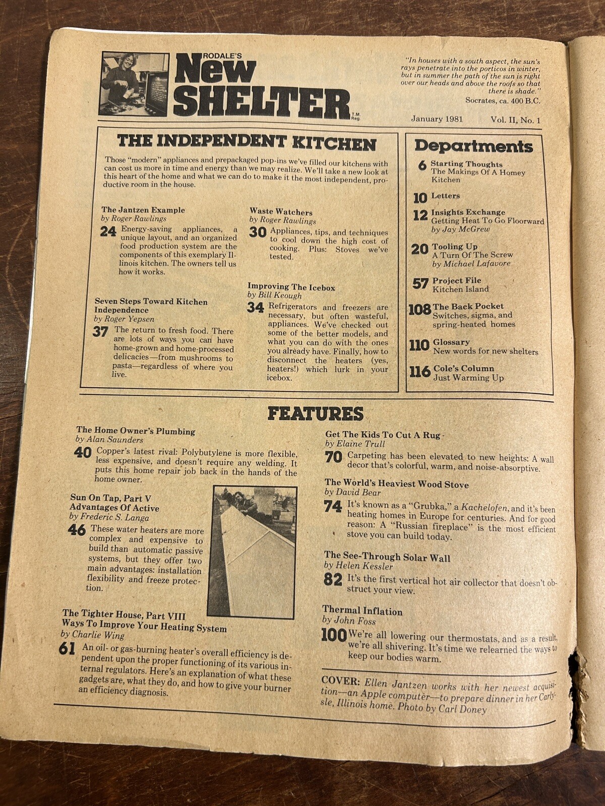 Rodale’s New Shelter Magazine Jan 1981 Heating, Kitchen, Solar, Air Circulator ￼