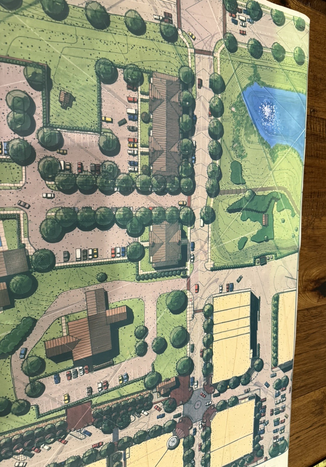 Large Architectural Site Plan Rendering Mixed-Use Development Concept 30×40