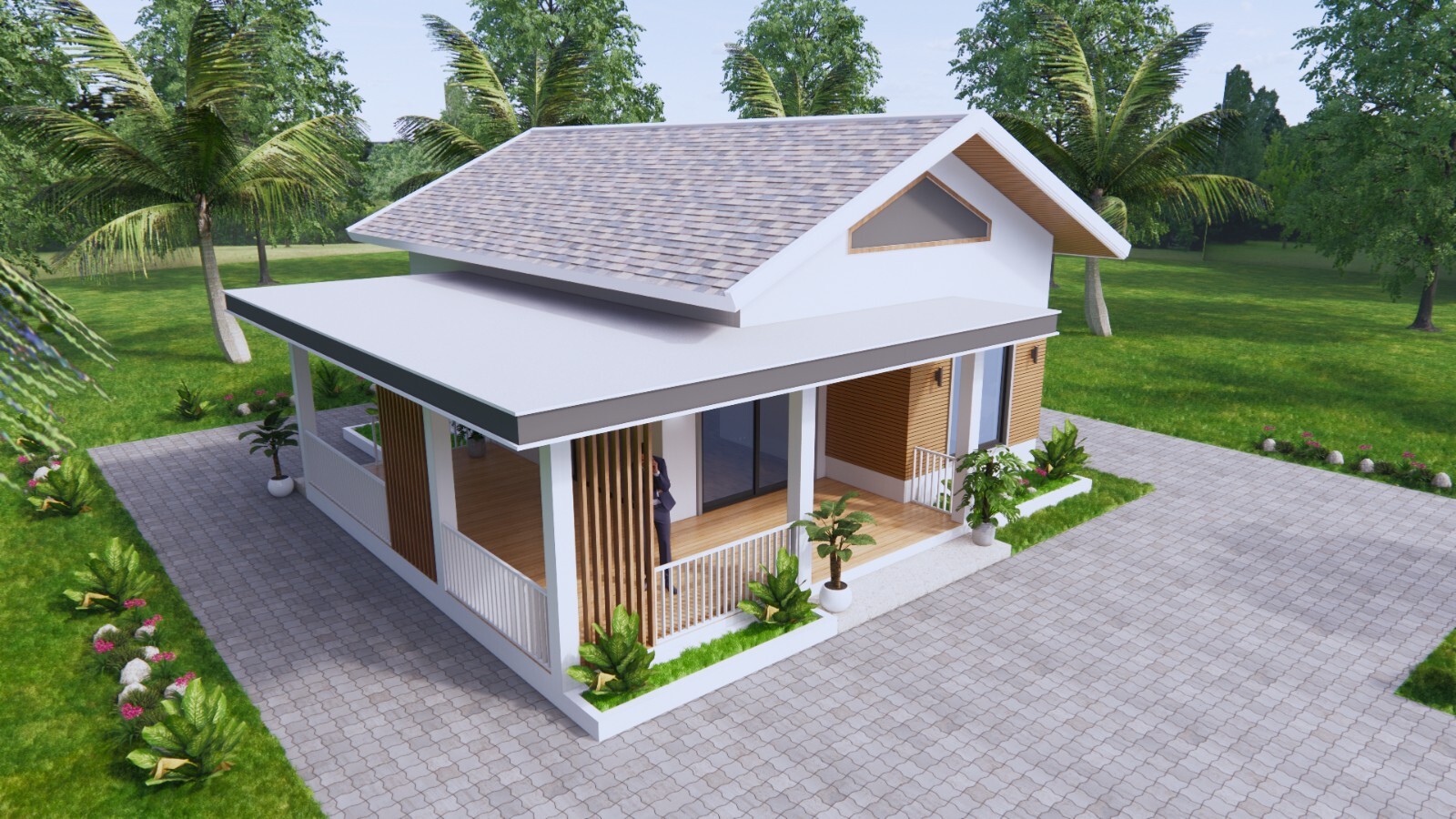 20×30 Small House Plan 6×9 Meter 2 Bed 1 Bath Gable Roof (PDF &A4 Hard Copy)