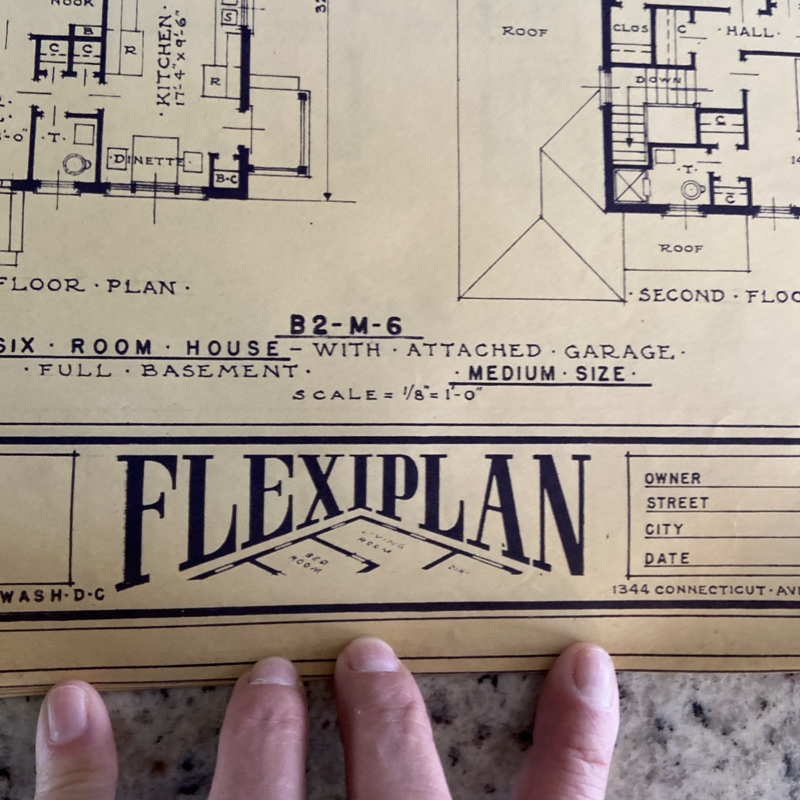 Vintage 1948 4 Square Home Plan Drawing Blueprint Triflex Service Washington DC
