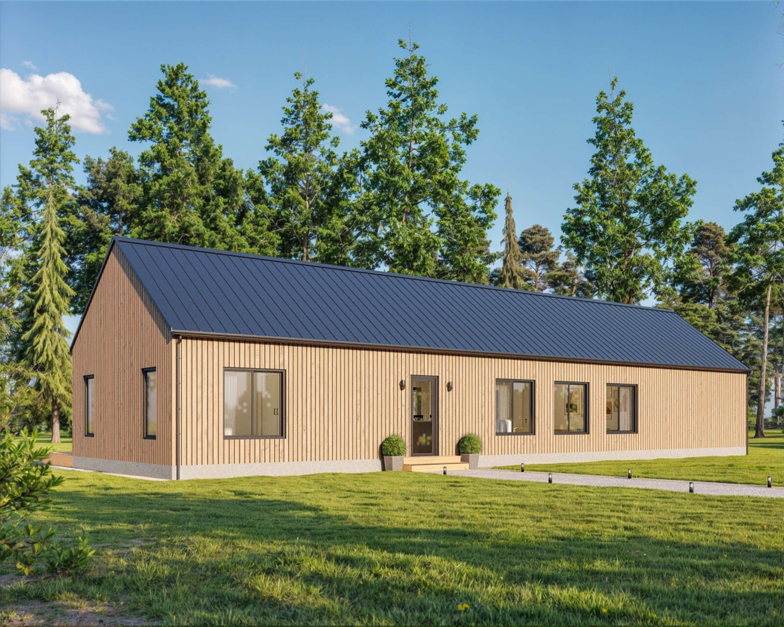 Modern Cabin House, 20′ x 70′, 1400 Sq Ft, 3 Bed 2 Bath, Architectural Plans