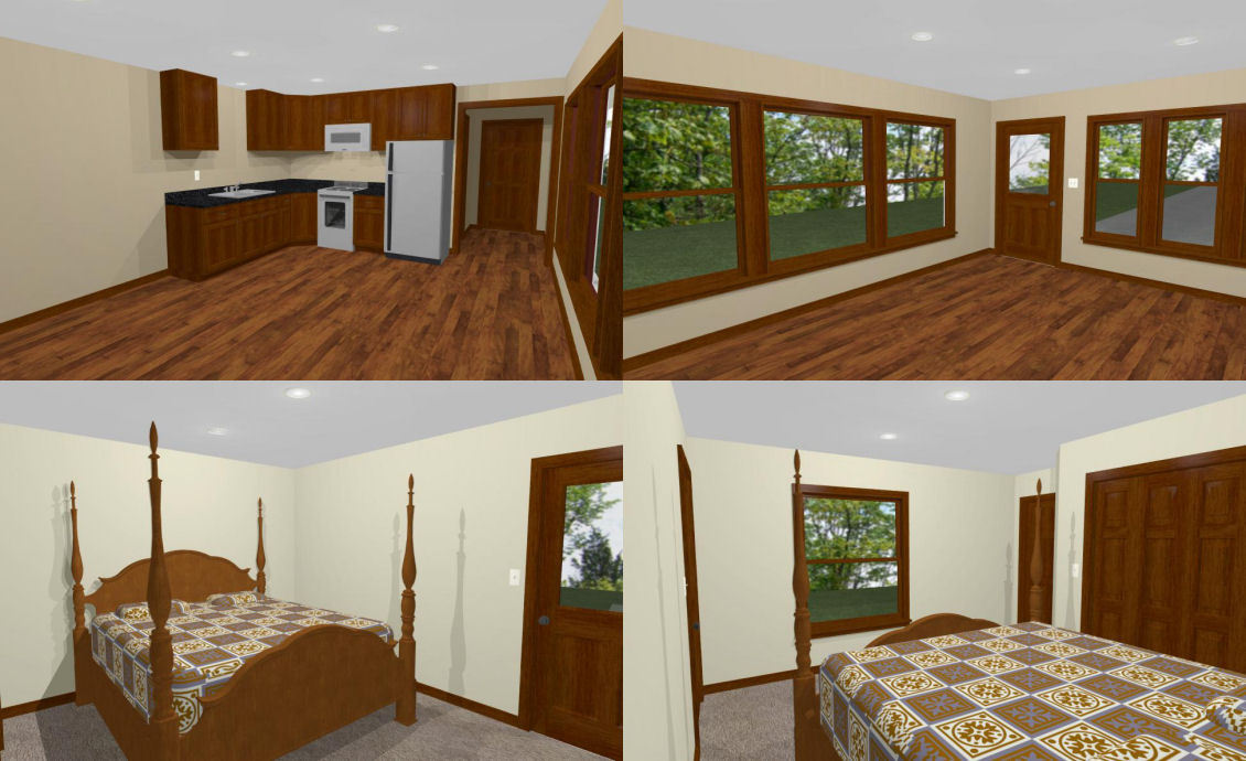 34×42 1 RV Garage – 1 Bedr Apartment – 1,400 sq ft – PDF Floor Plan – Model 2C