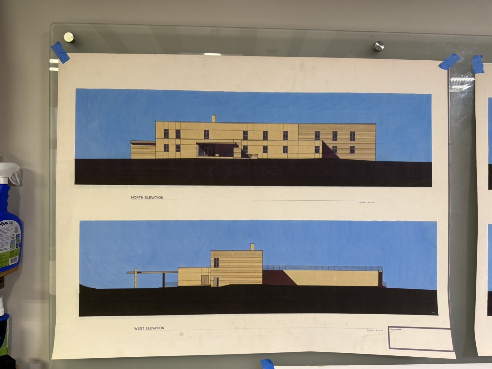 Modernist Architectural Elevation Prints Set of 7 Large 30×40 Paper Drawings