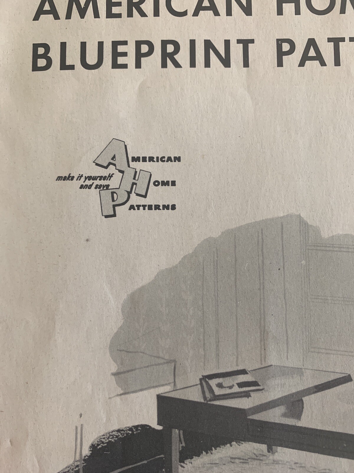 American Home Blueprint Pattern #1326 Coffee Table W/Plant Compartment MCM Vtg