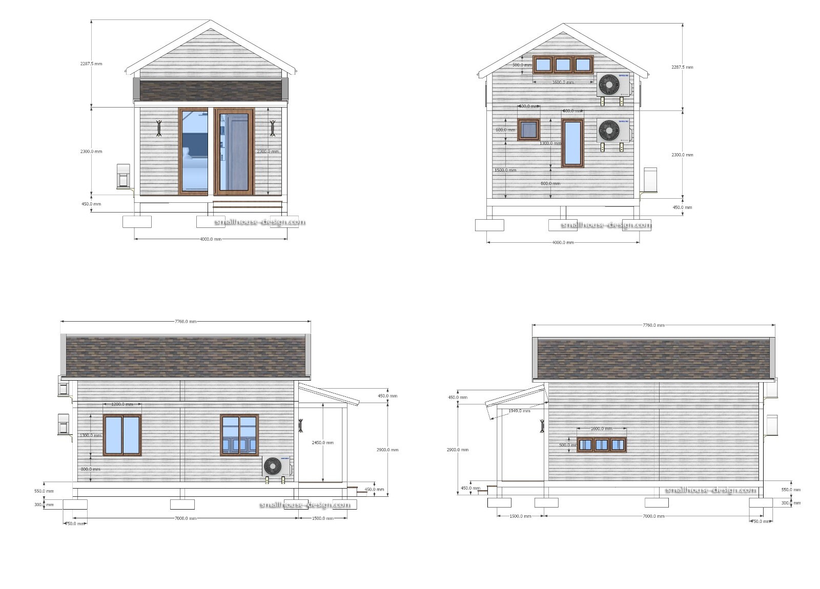 13×23 Loft House Plan 4×7 Meter 2 Beds 1 Bath Gable Roof PDF Plan (A4 Hard Copy)