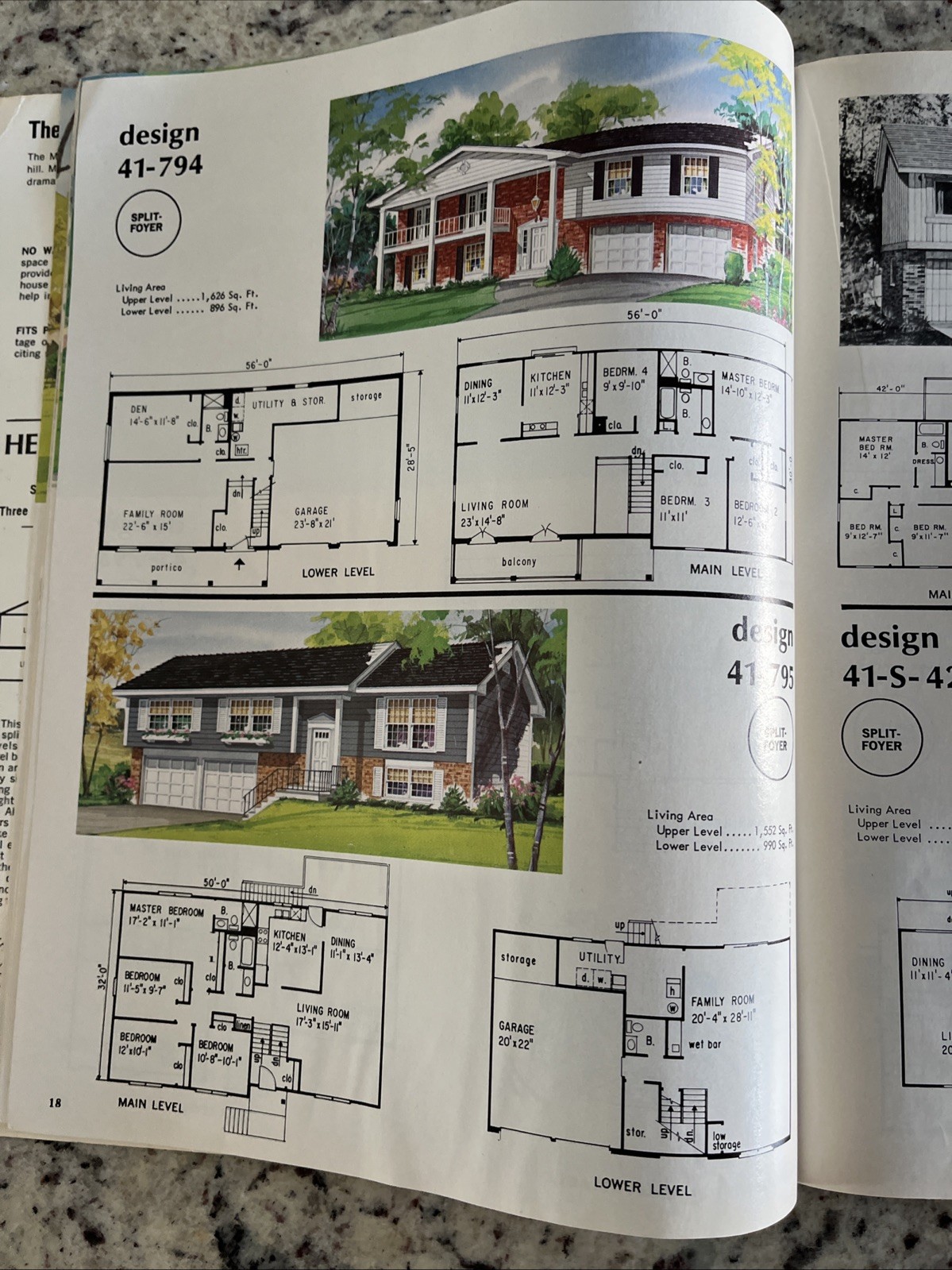Vintage 1972 MCM Multi-Level Hillside Home Plans Design Catalog Blueprints
