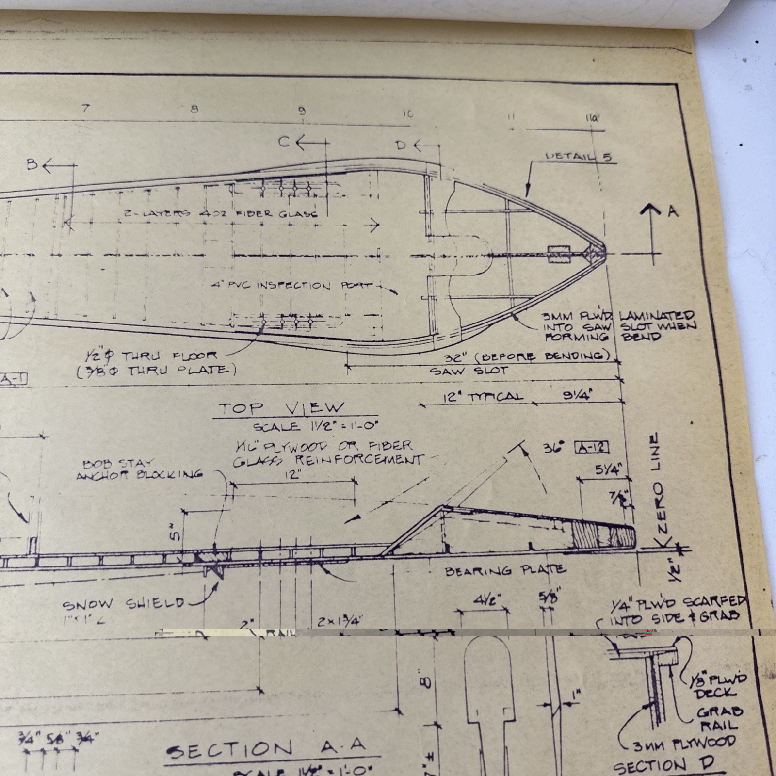 Vintage Blueprint International DN-60 Iceboat Gougeon Brothers Bay City Michigan