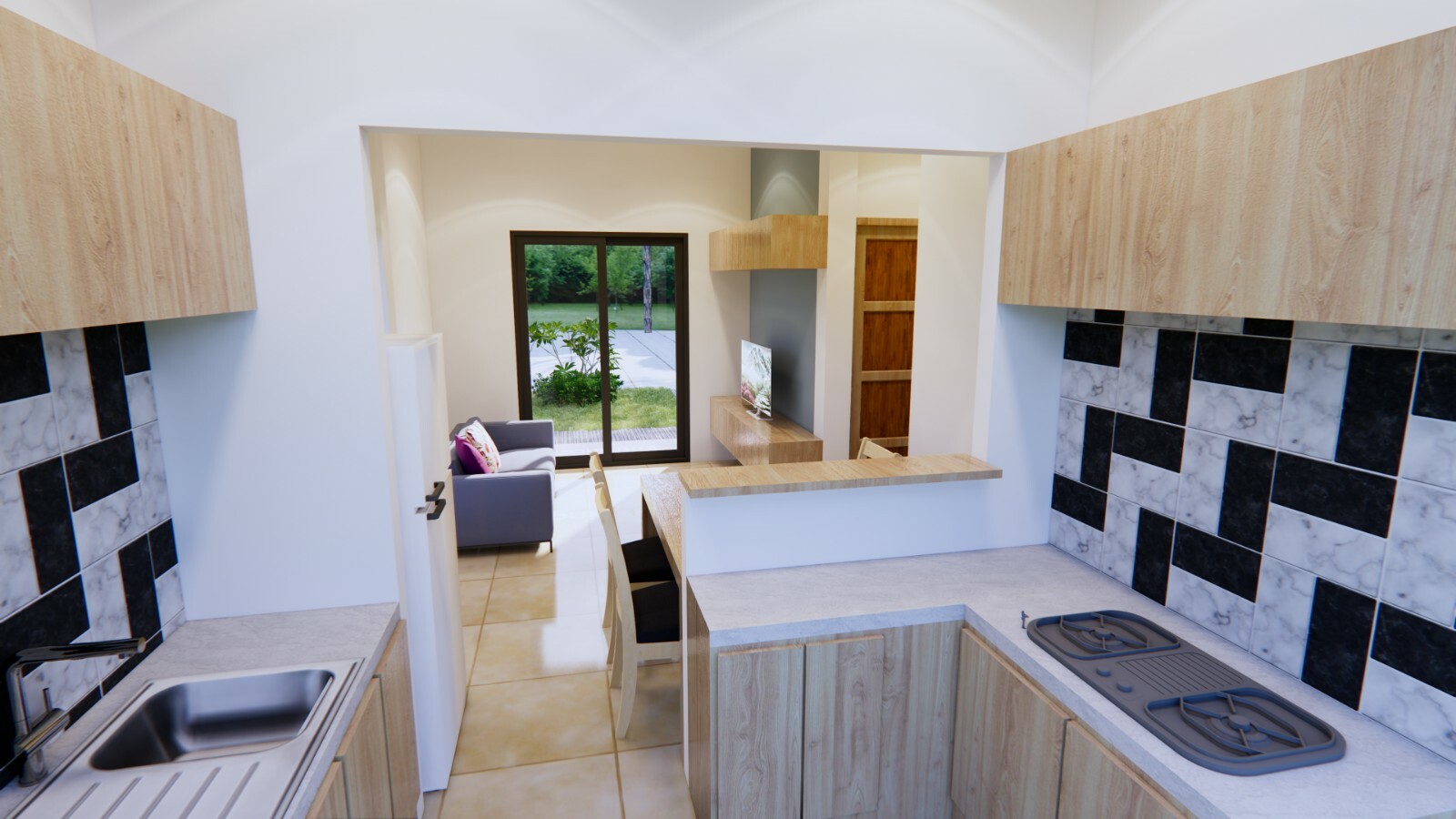 Small House Design 6×7 Meter 20×23 Feet 2 Beds 1 Bath Shed Roof (A4 Hard Copy)