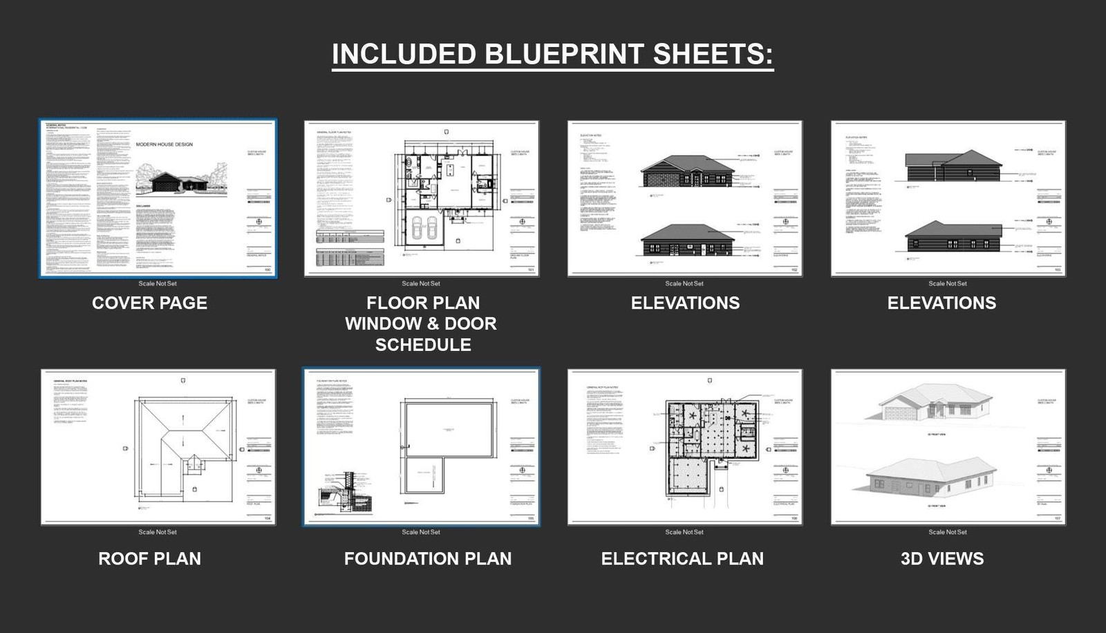 The Silver Terrace Home House Plan Blueprint – Modern 3 bed 2.5 Bath 2 Car Home