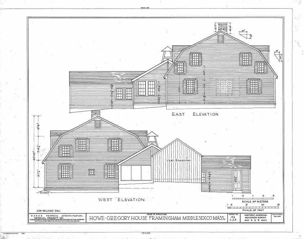 Dutch Colonial house plans, detailed blueprints, New England home, printed plans