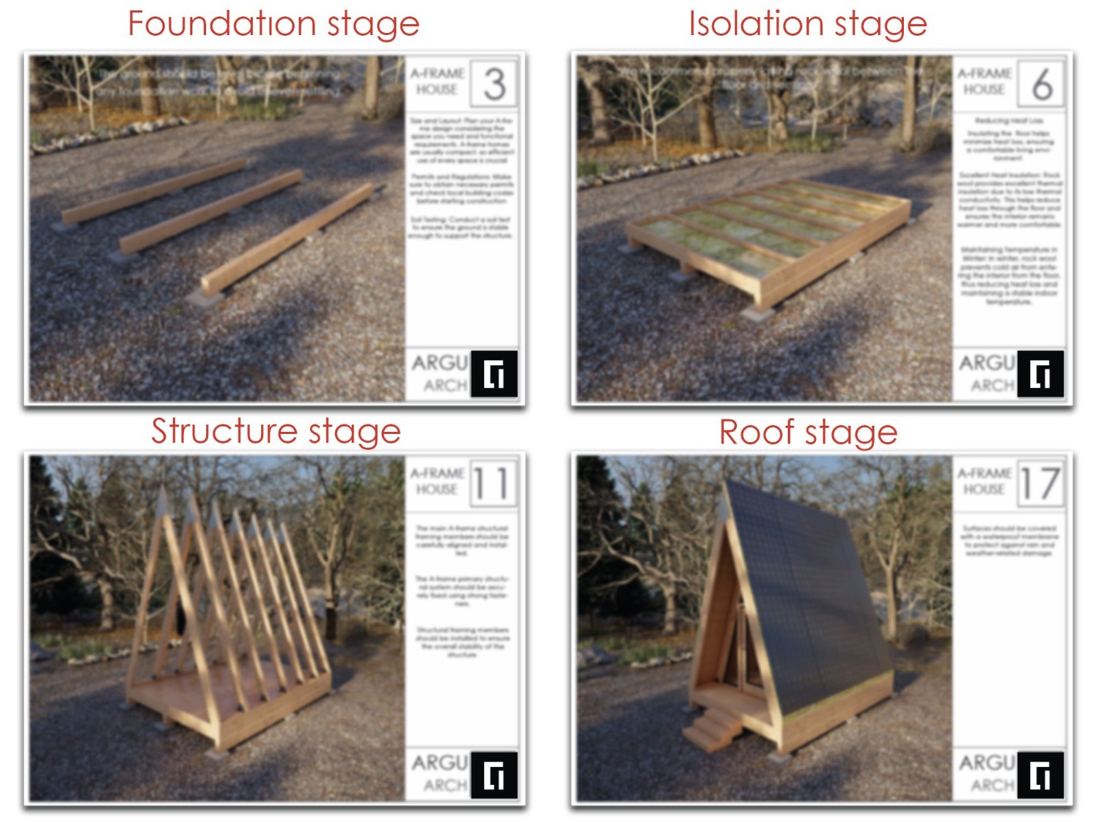 10′ x 14′ A-Frame House Cabin Plans -140F- Blueprints