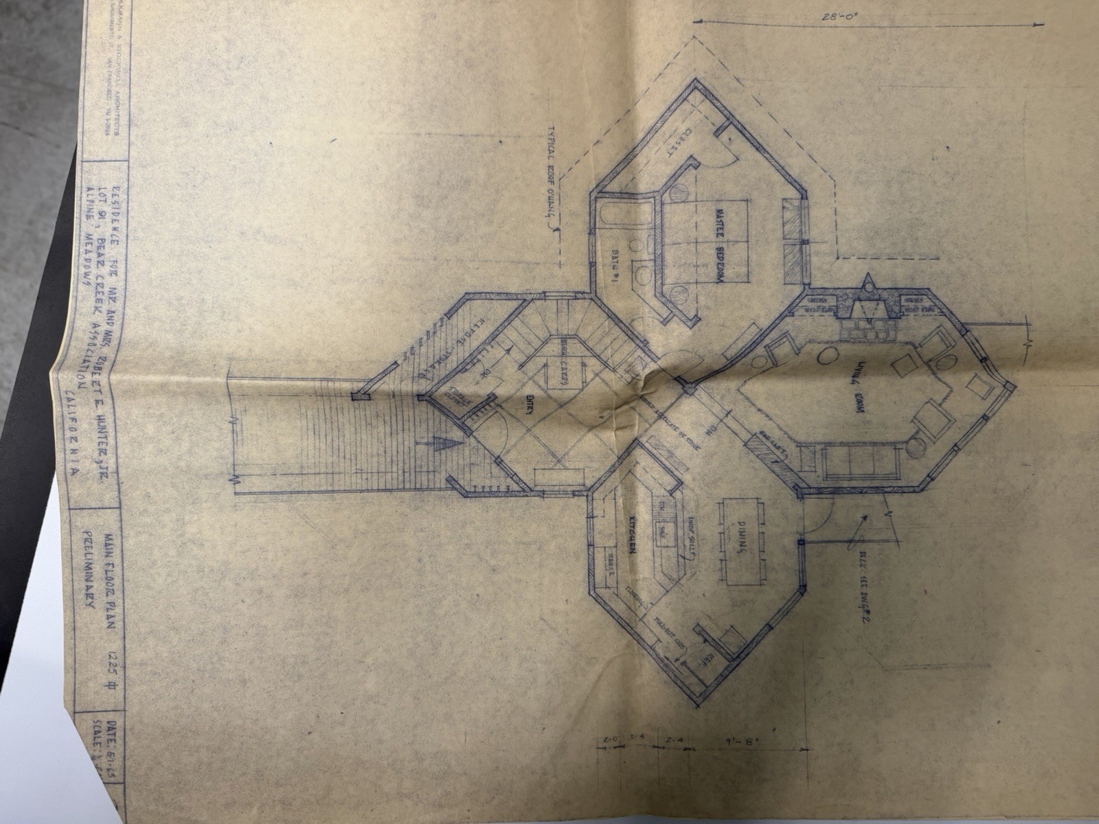 Vintage 1963 Lake Tahoe Alpine Meadows MCM Cabin Blueprints Mid Century