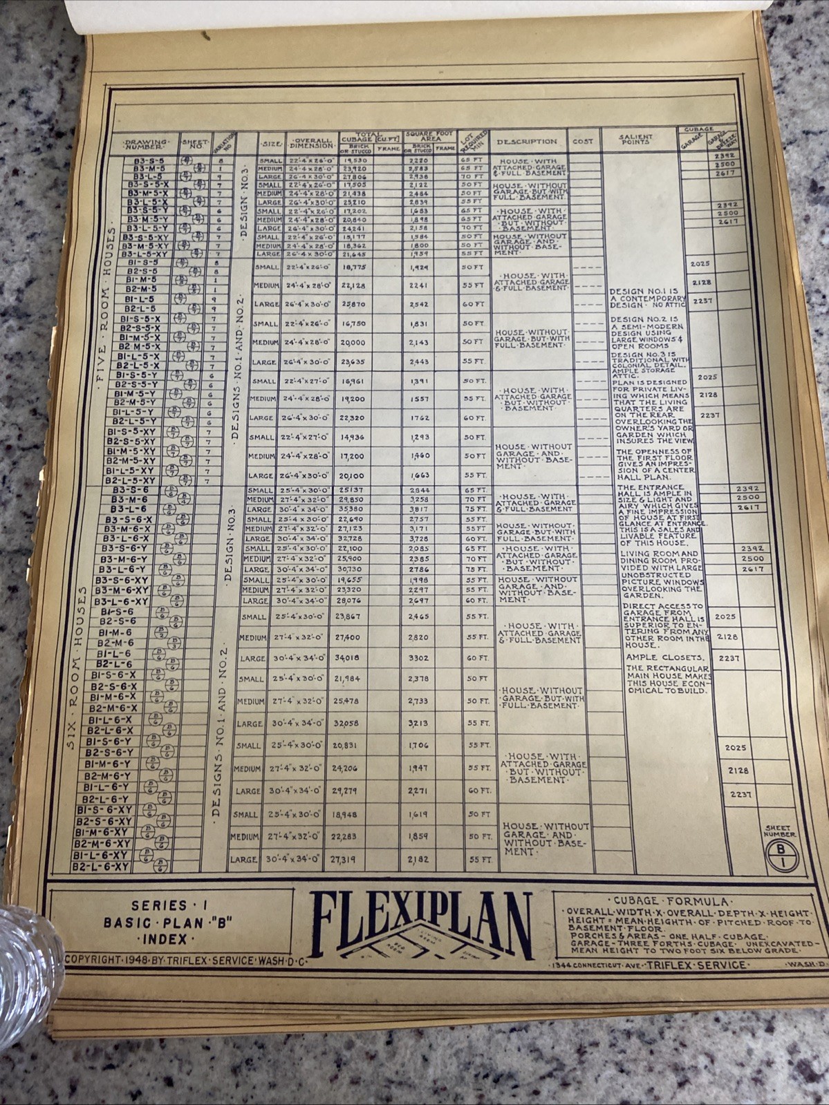 Lot Of 27- 1948 Home Plan Blueprints TRIFLEX Service Washington DC Plan Roll Set