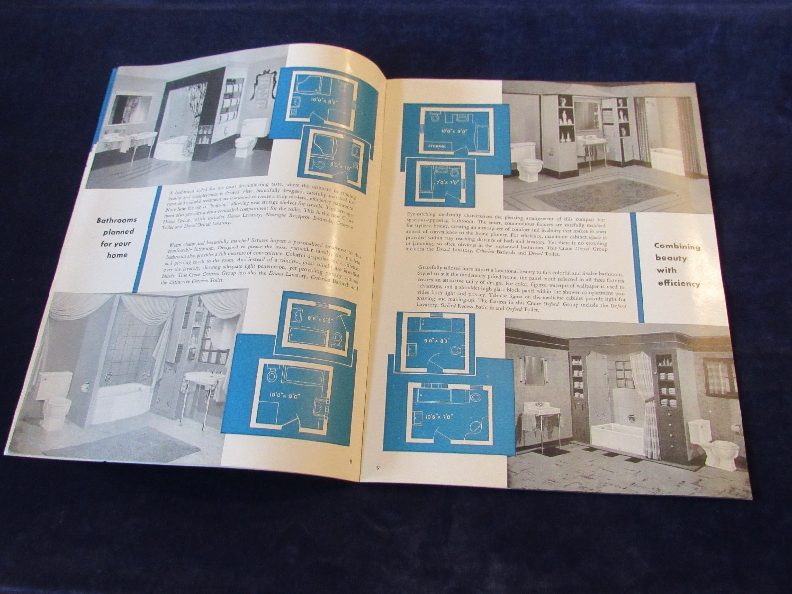 Vintage 1949 CRANE Kitchen Bath Brochures MCM Illustrated Home Design Plans C600