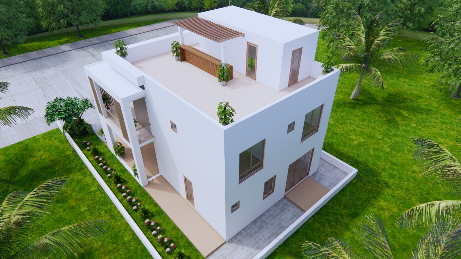 29×36 Feet House Plans 8.5×11 Meter 4 Bed 3 Bath Terrace Roof PDF & A4 Hard Copy