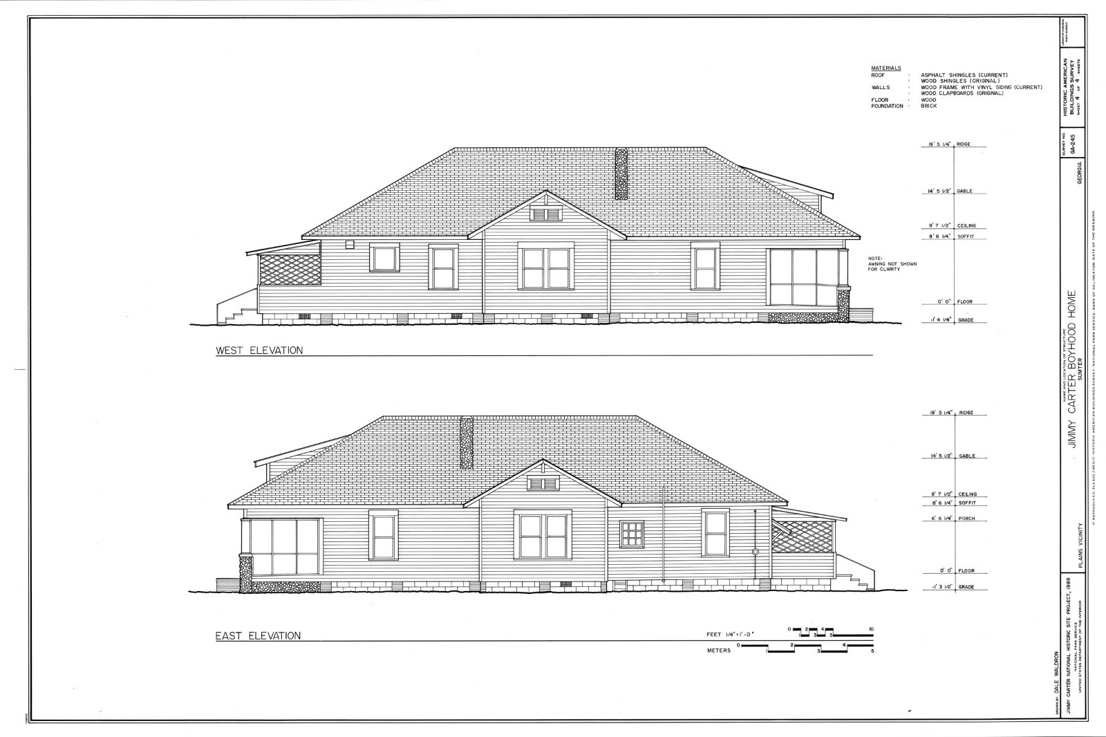 Southern style Bungalow, historic home of a president, 4 bedrooms, printed plans