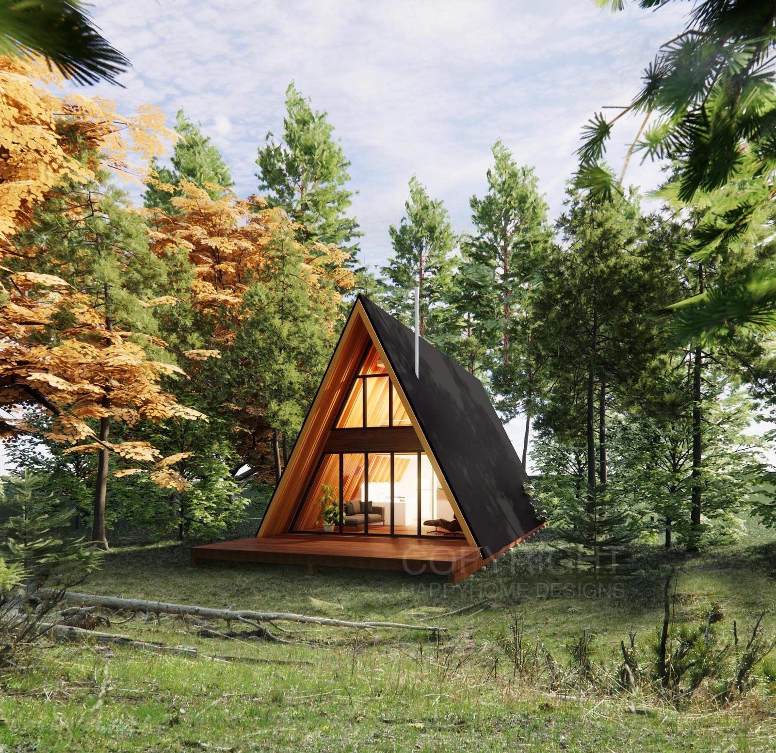 Modern Yosemite A Frame 22′ x 36′ Spacious Cabin / Tiny House / A-Frame House De