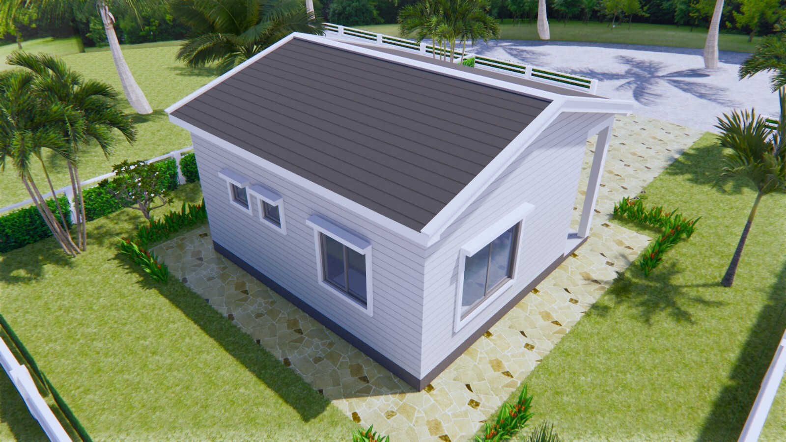 21×21 Feet Tiny House Plans 6.5×6.5 Meter 1 Bed 1 Bath Gable Roof (A4 Hard Copy)