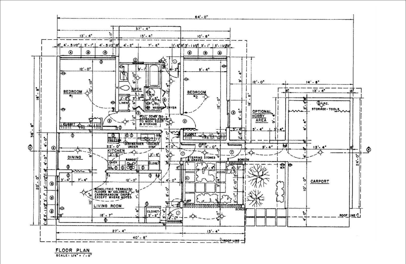 Home Plans – 1100 SqFt, 2 Bedrooms, Carport, Floor Plan & Building Details