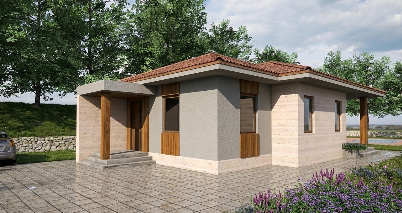 Small Modern 2 Bedroom 1 Bathroom House Floor Plan Blueprints, 1054SQFT/98m2