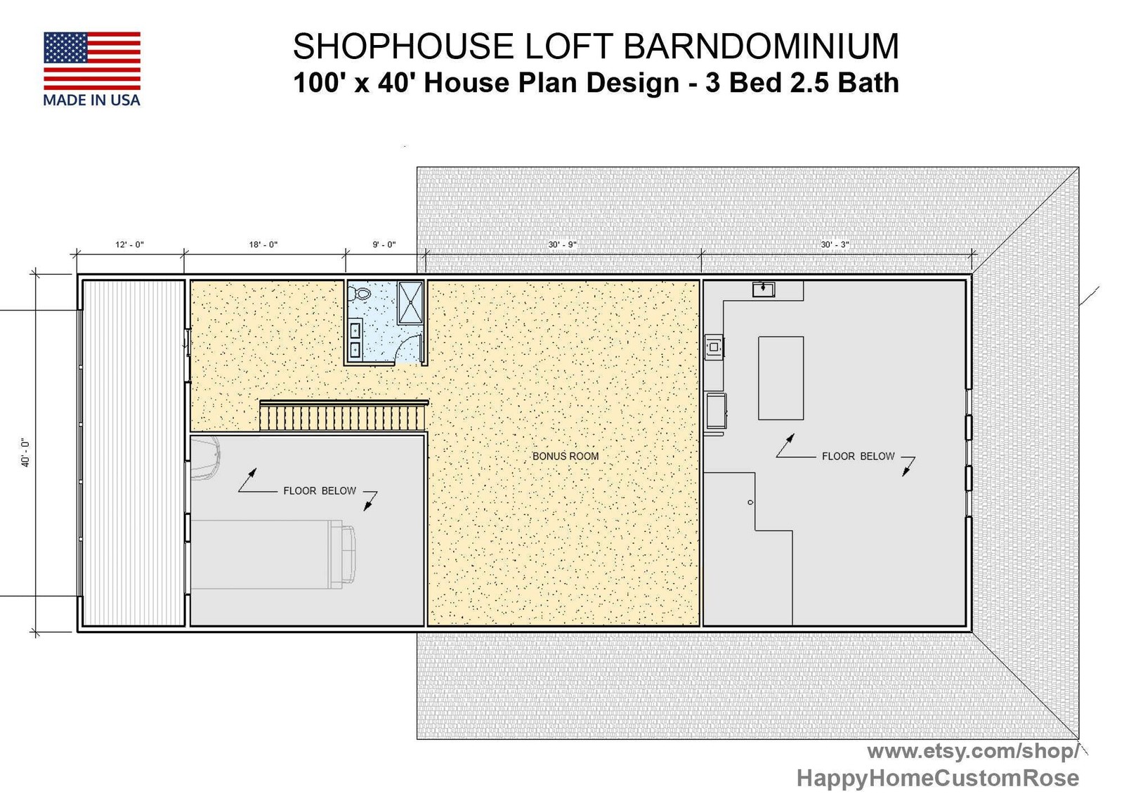 Shophouse Loft Barndominium Modern House Open Plan Design 100 x 40 – 3 Bed 2.5 B