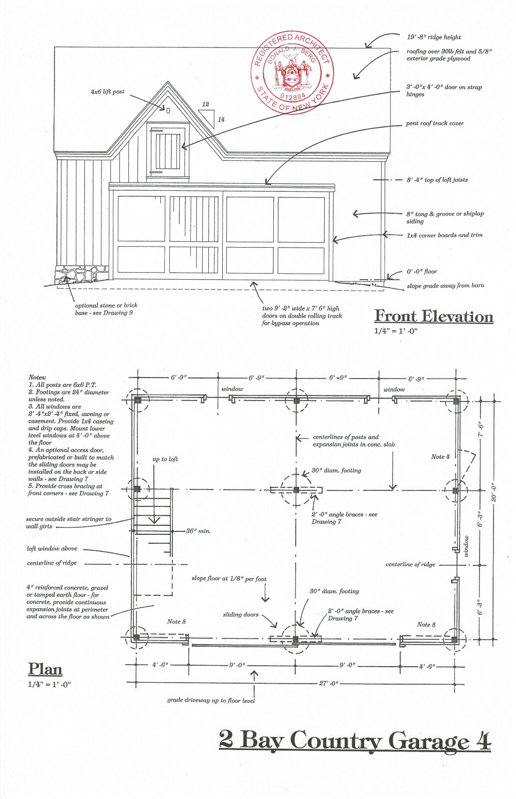 Ashokan Pole-Barn Plans with Loft – 3 Complete Sets of Blueprints (eB-301×3)