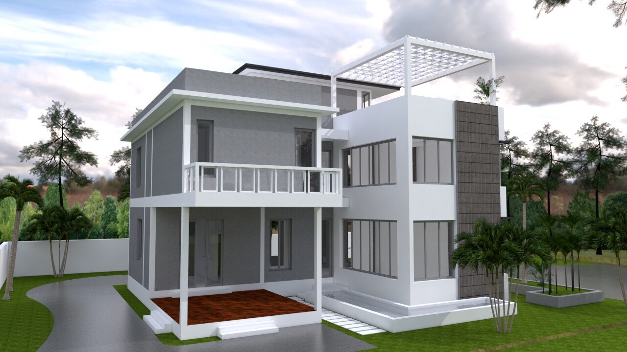 Custom Home Plan 12×14 Meter 40×48 Feet 3 Beds 4 Baths Terrace (A4 Hard Copy)