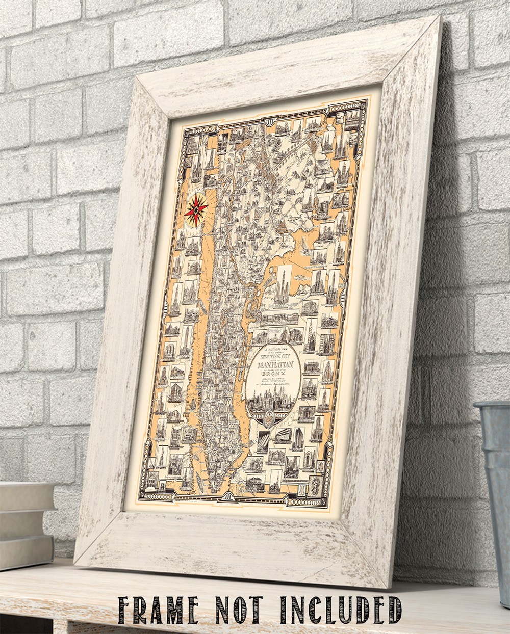 1939 Pictorial Map of Manhattan New York City Art Deco Print