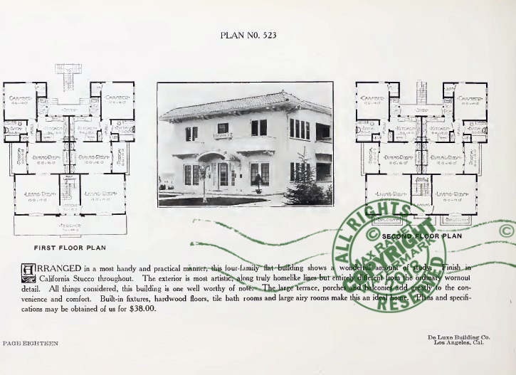 De Luxe (1924) Flats + Duplex homes CATALOG Apartments Architect Design + Plans