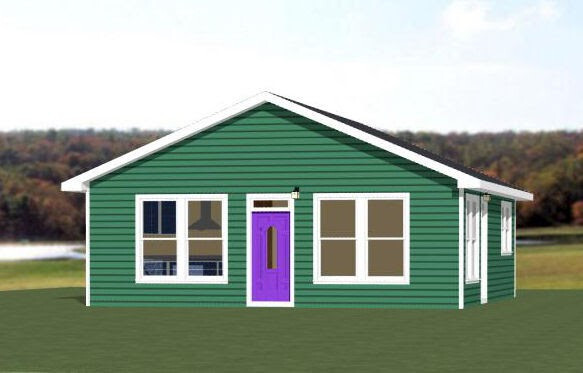 28×32 House — 2 Bedroom 1 Bath — 848 sq ft — PDF Floor Plan — Model 3J