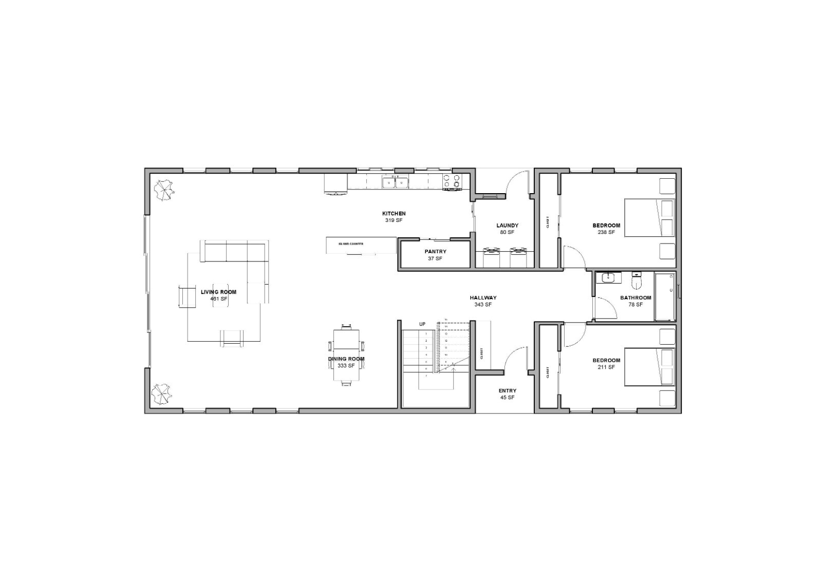 Barndominium House Plan, 5 Beds 3 bath with loft, 32’x70′ plan 2,400 sq ft | PDF