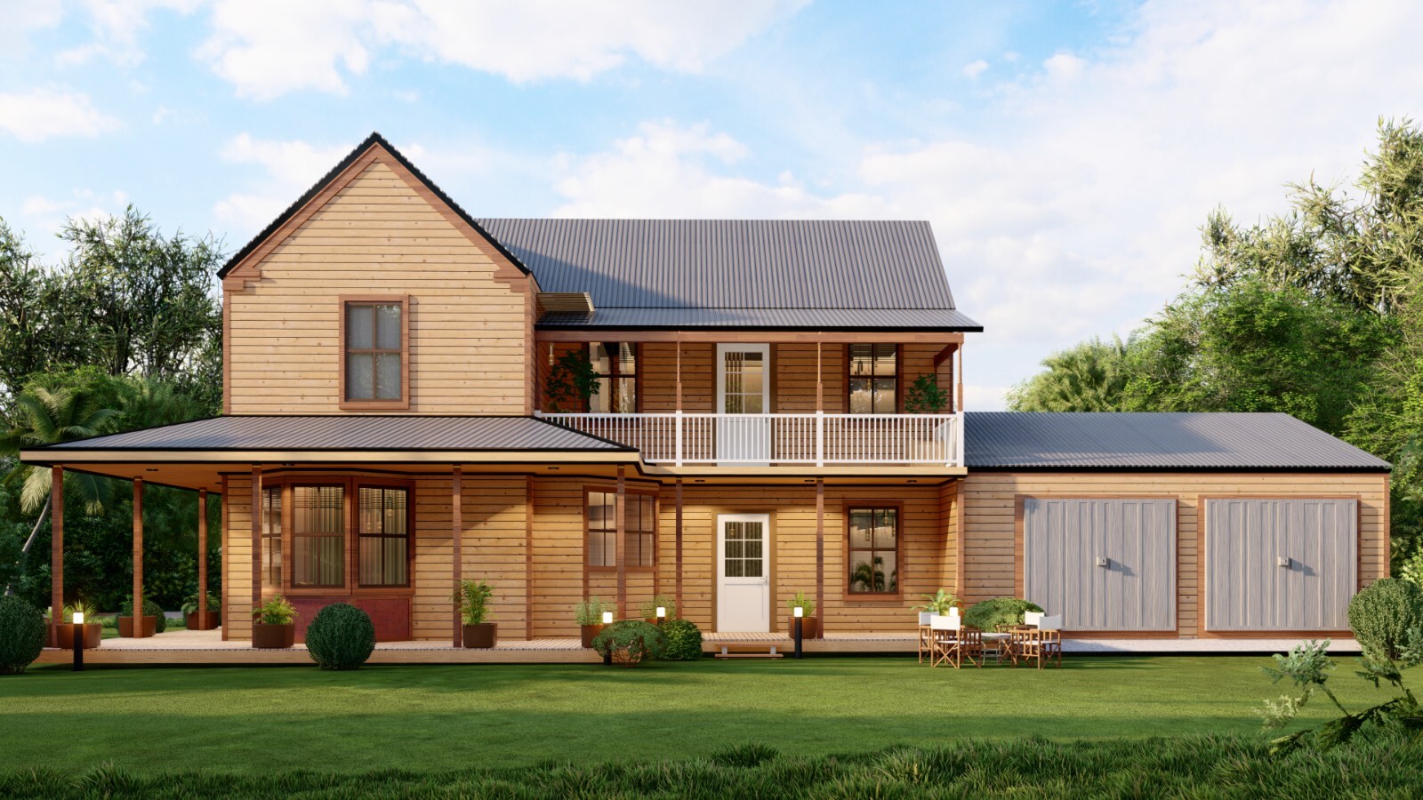 Construction Documents for 3-Bedroom 2-Story American Farmhouse – 1945 sqft