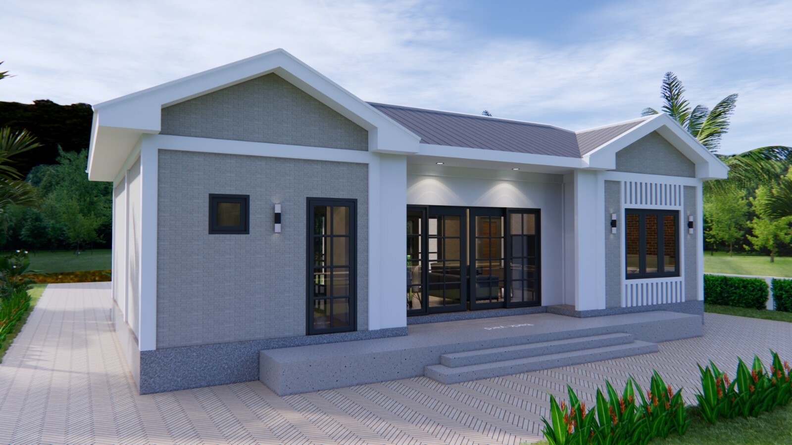 Custom Home Plan 13×7.5 Meter 43×25 Feet 3 Beds 2 Bath Gable Roof (A4 Hard Copy)