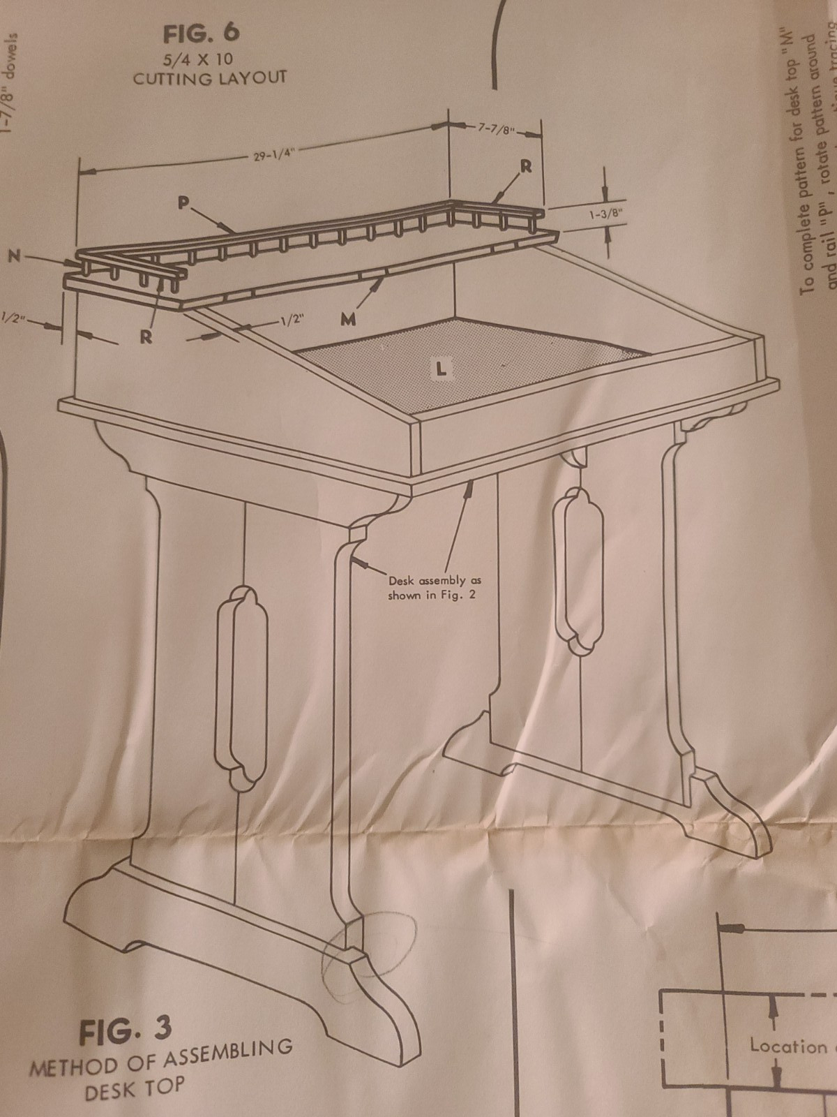 VTG Sears Early American Captains Style Desk Blueprint Plans Instruction Sheet
