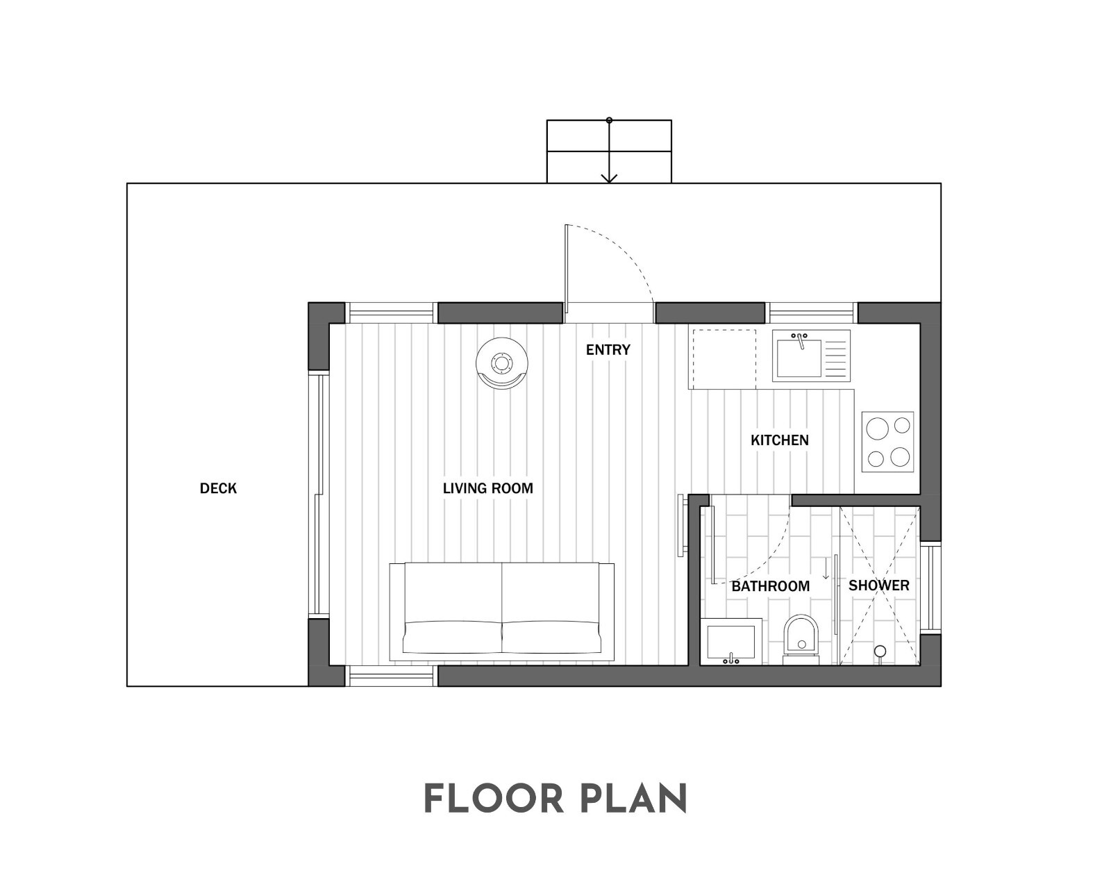 Modern Cabin House, 12′ x 20′, 512 Sq Ft, Tiny House, Architectural Plans