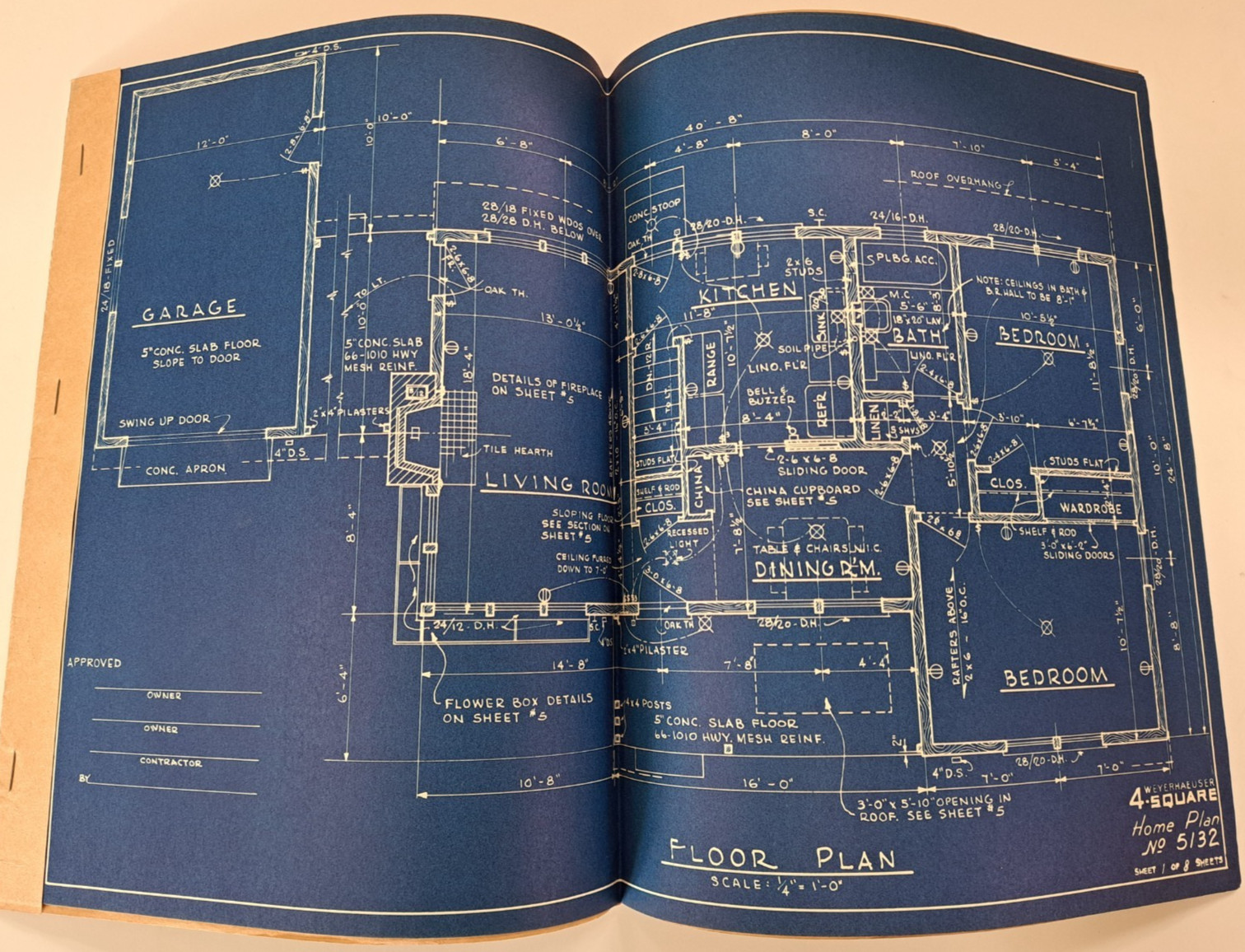 WEYERHAEUSER 4-SQUARE HOME DESIGN PLANS No 5132 COMPLETE 1950s ARCHITECTURE