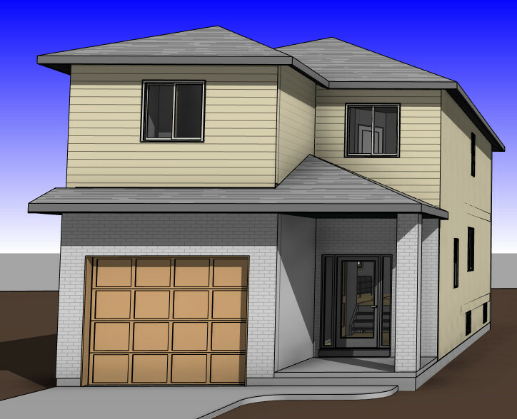 Narrow Lot House Plan – 4 Bedroom, 3.5 bath, PDF Blue Prints