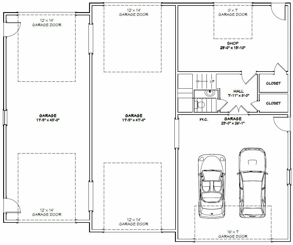 60×50 Apartment with 2-Car 2-RV Garage – PDF FloorPlan – 1,703 sqft – Model 1E