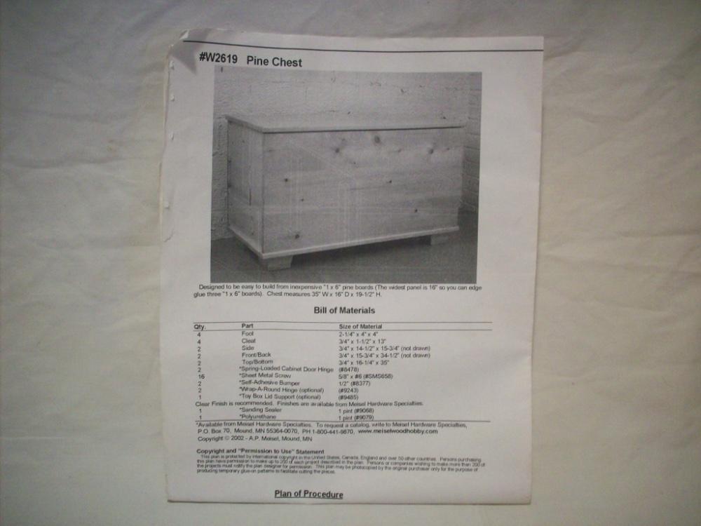 Pine Wood Chest – Plans and Bill of Materials – Meisel Hardware Specialties