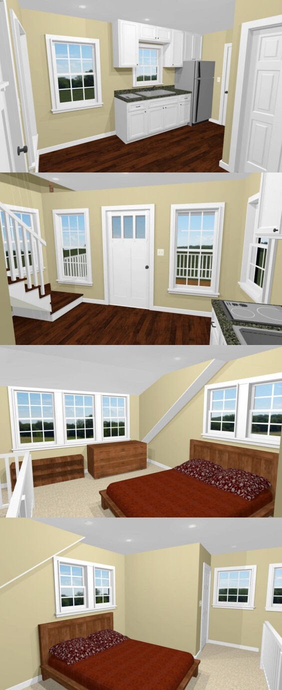 14×14 Tiny House — 399 sq ft — PDF FloorPlan — Model 1A
