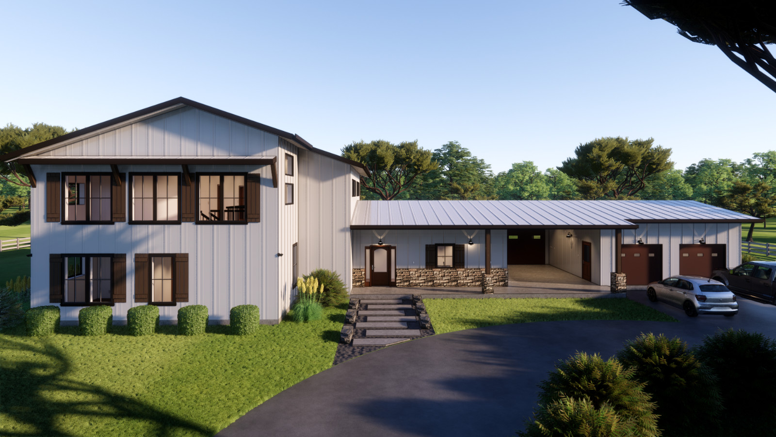 York Creek Barndominium Plan: – 4 Bedrooms / 3. Baths 3,395 SF Design Blueprints