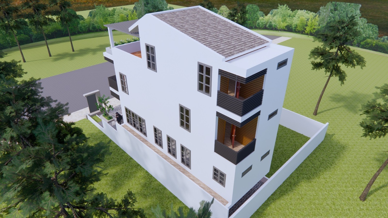 14×45 Feet Small House 4.2×14 Meter 4 Beds 5 Baths Shed Roof PDF + A4 Hard Copy