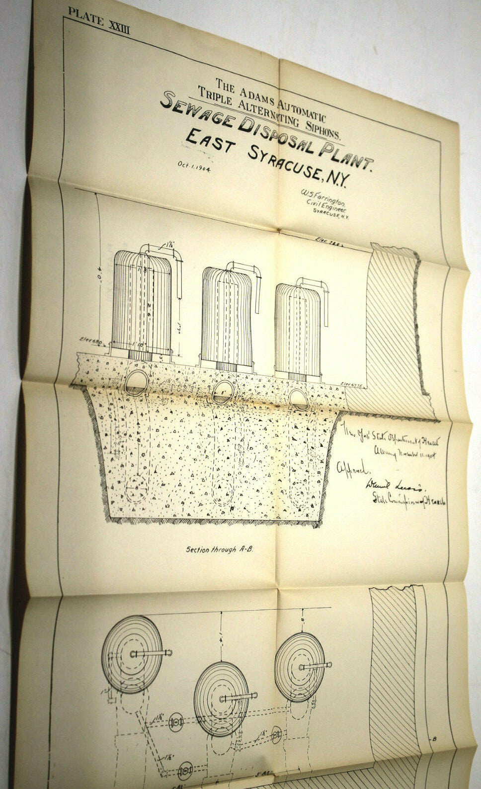 4pc 1904 East Syracuse NY 1 inch=200 Ft Maps of Proposed Sewage Disposal Plant