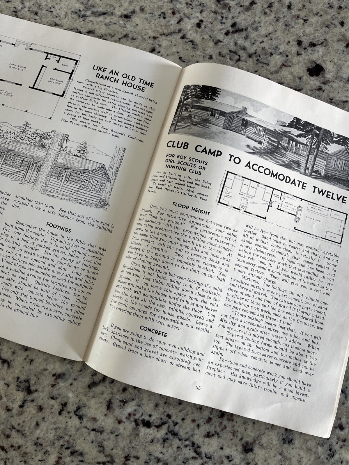 Vintage 1937 Paul Bunyan Log Cabin Plan Guide Cinder Cone Dance Hall Standish CA