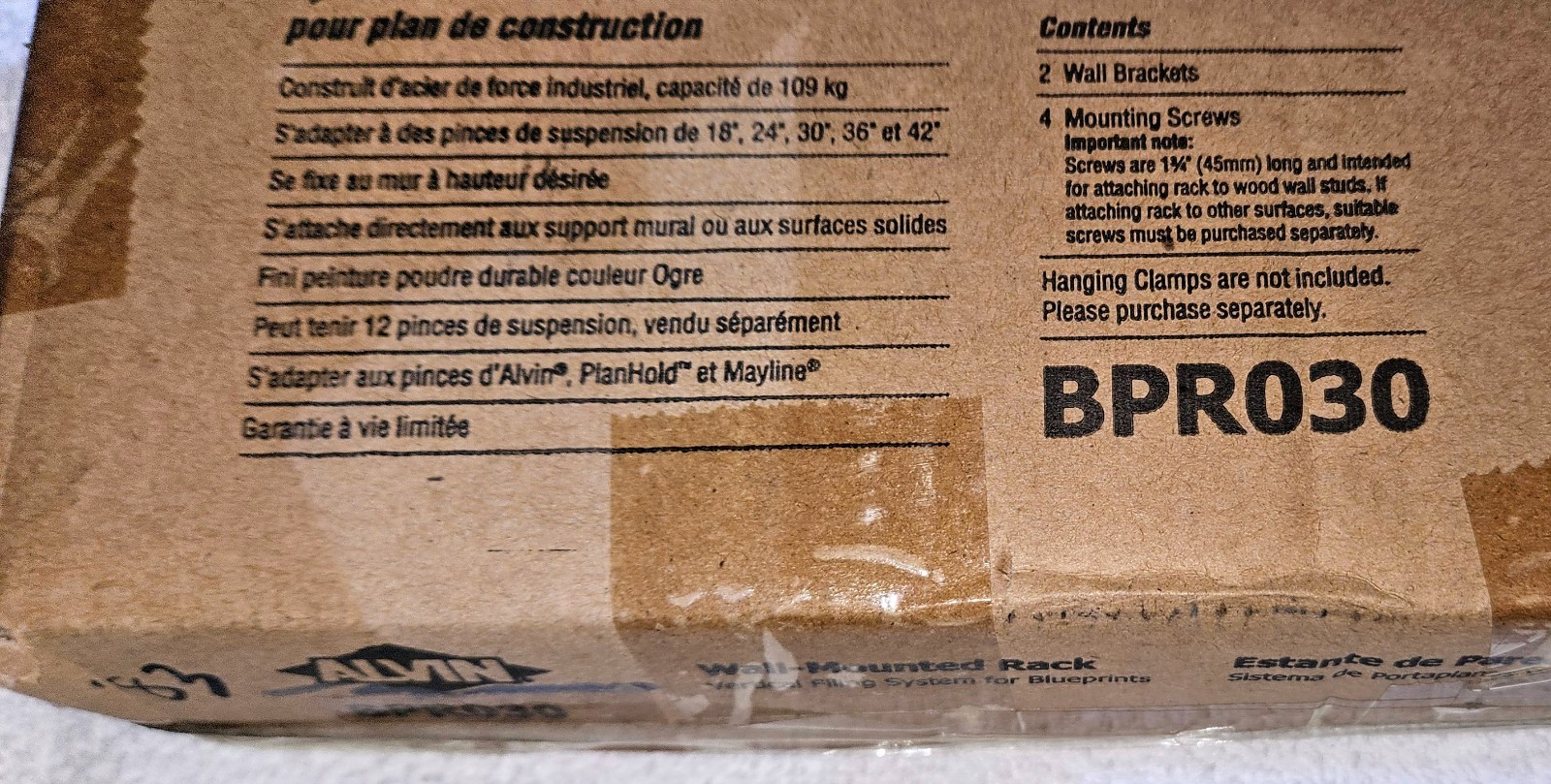 Alvin BPR030 Wall Rack for Blueprints~ ~SpaceSaver Brand New In Box