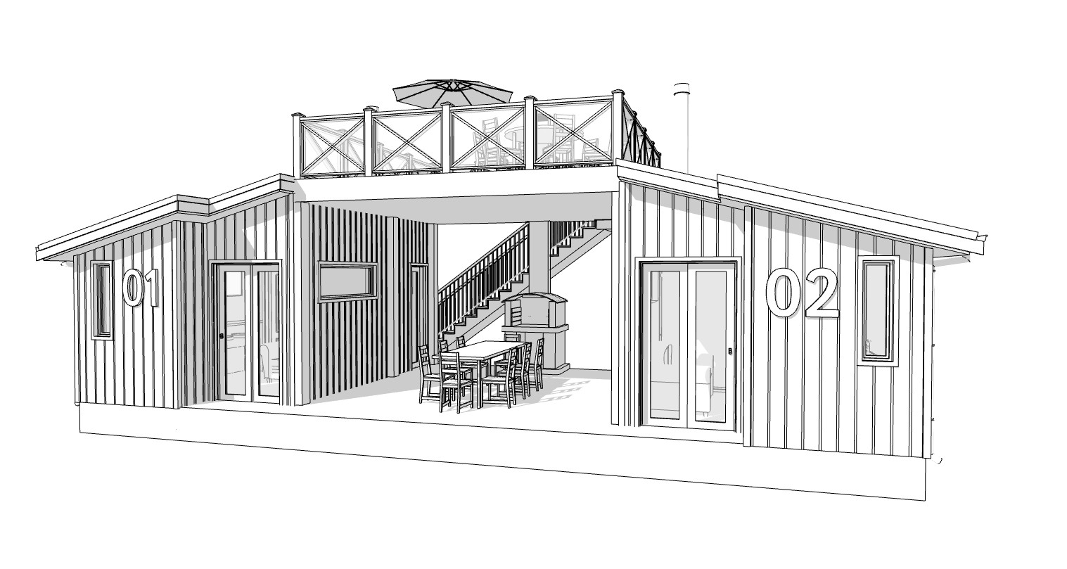 38’x18’ Double Tiny House, 1-Bed, 1-Bath Architectural Build Plans PDF Download