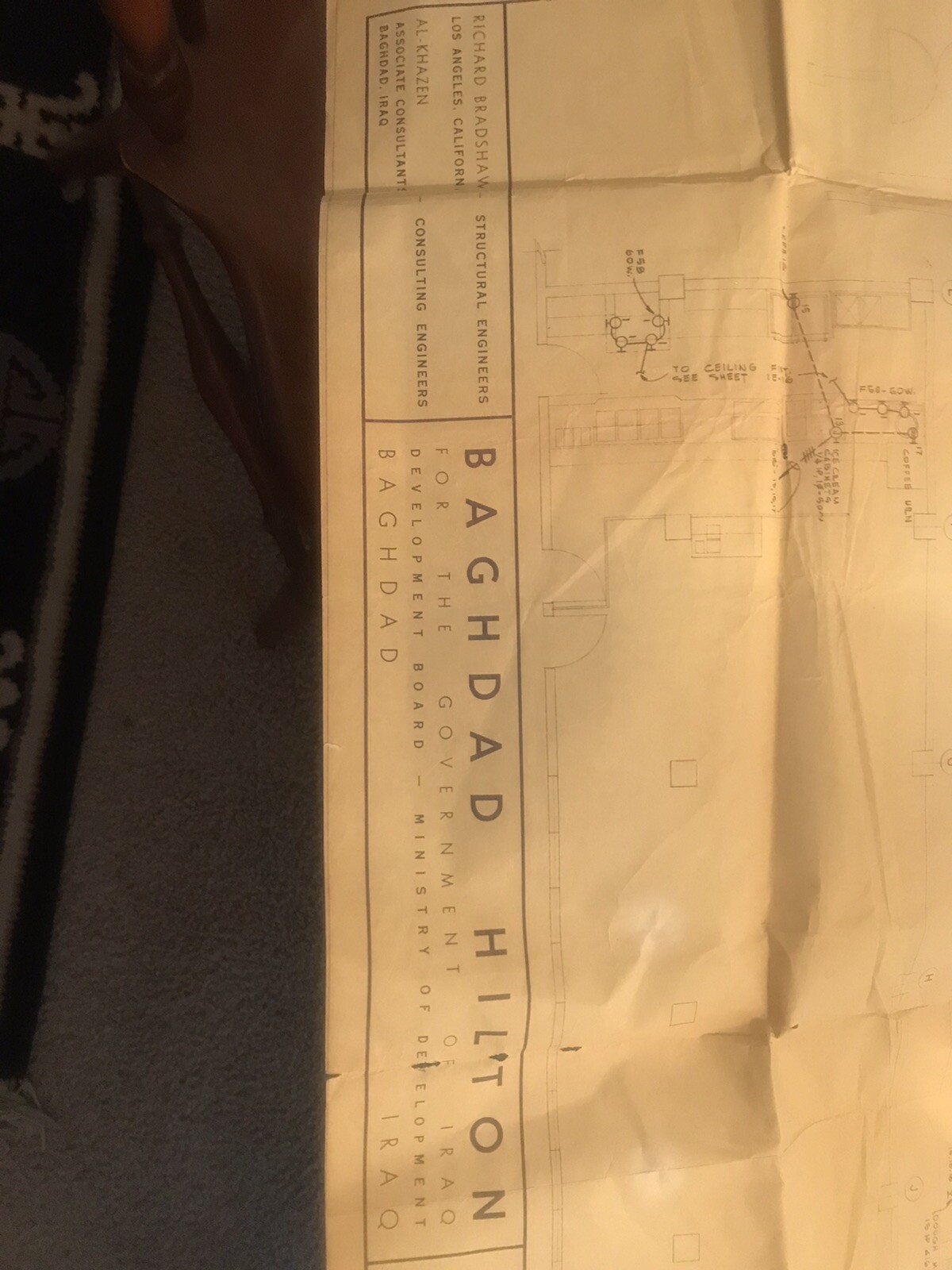 1957 Hilton Hotel Kitchen/employee Cafeteria Building Plans And Blueprints